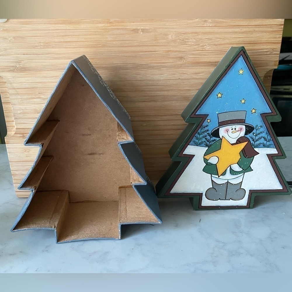 Painted Wooden Christmas Tree Box